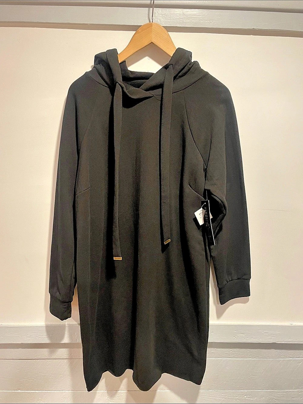 🔥NWT🔥 Black Cozy athletic Almost Famous Hooded sweatshirt dress 1x